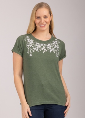 Mudflower Embroidered Floral T- Shirt